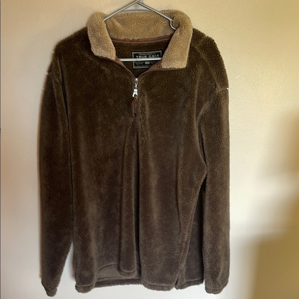 True Grit American Outdoor Pebble Pile Pullover Brown Fleece Ultra Soft size XL